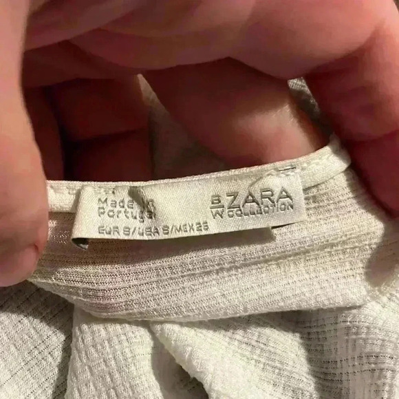 Zara Black & White Contrasting Layered Color Block Top Long Sleeve Sz. Small - Picture 5 of 5